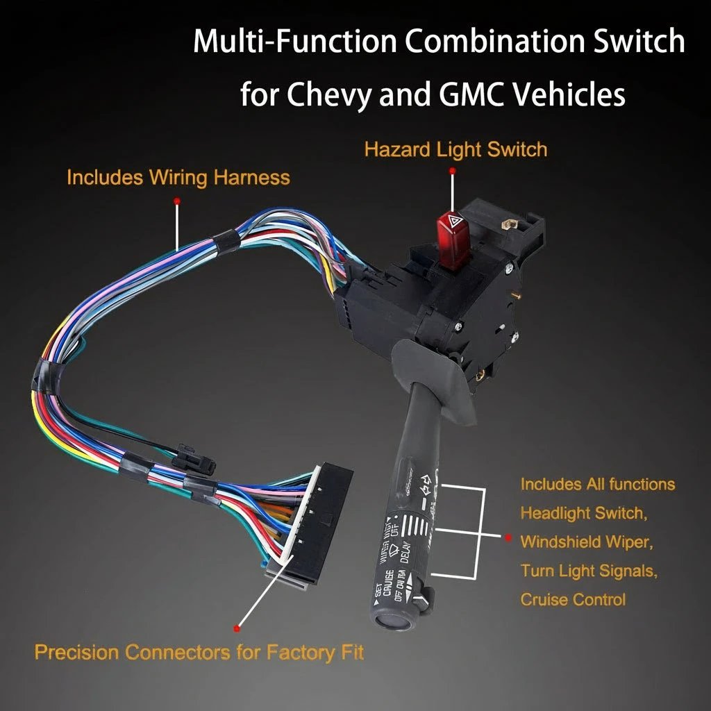 M.A.M Auto Parts Multi-Function Combination Switch Gray for | 1995-2002 Chevy Trucks GM #26100985 - Motor Vehicle Controls Auto Parts