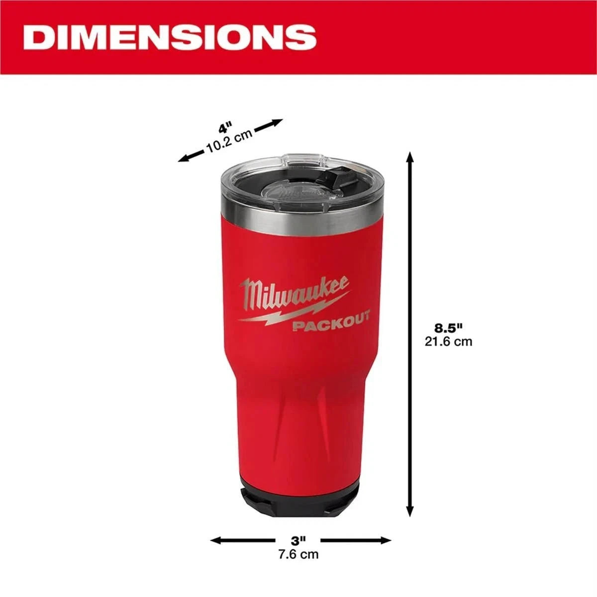 M.A.M Auto Parts Milwaukee (48-22-8393R) Tumbler - 30 oz, Red - Tumblers Milwaukee tools