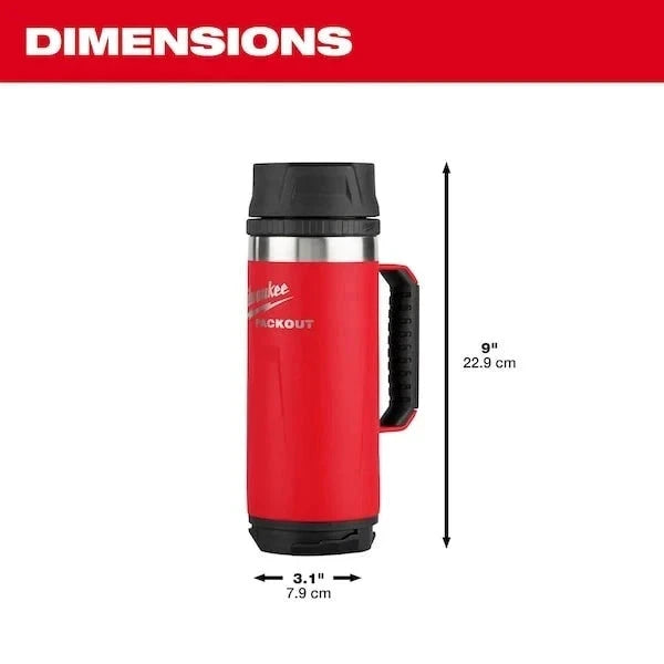 M.A.M Auto Parts MILWAUKEE PACKOUT Red 18 Oz. Insulated Mug with Sip Lid - Thermoses Milwaukee Tools