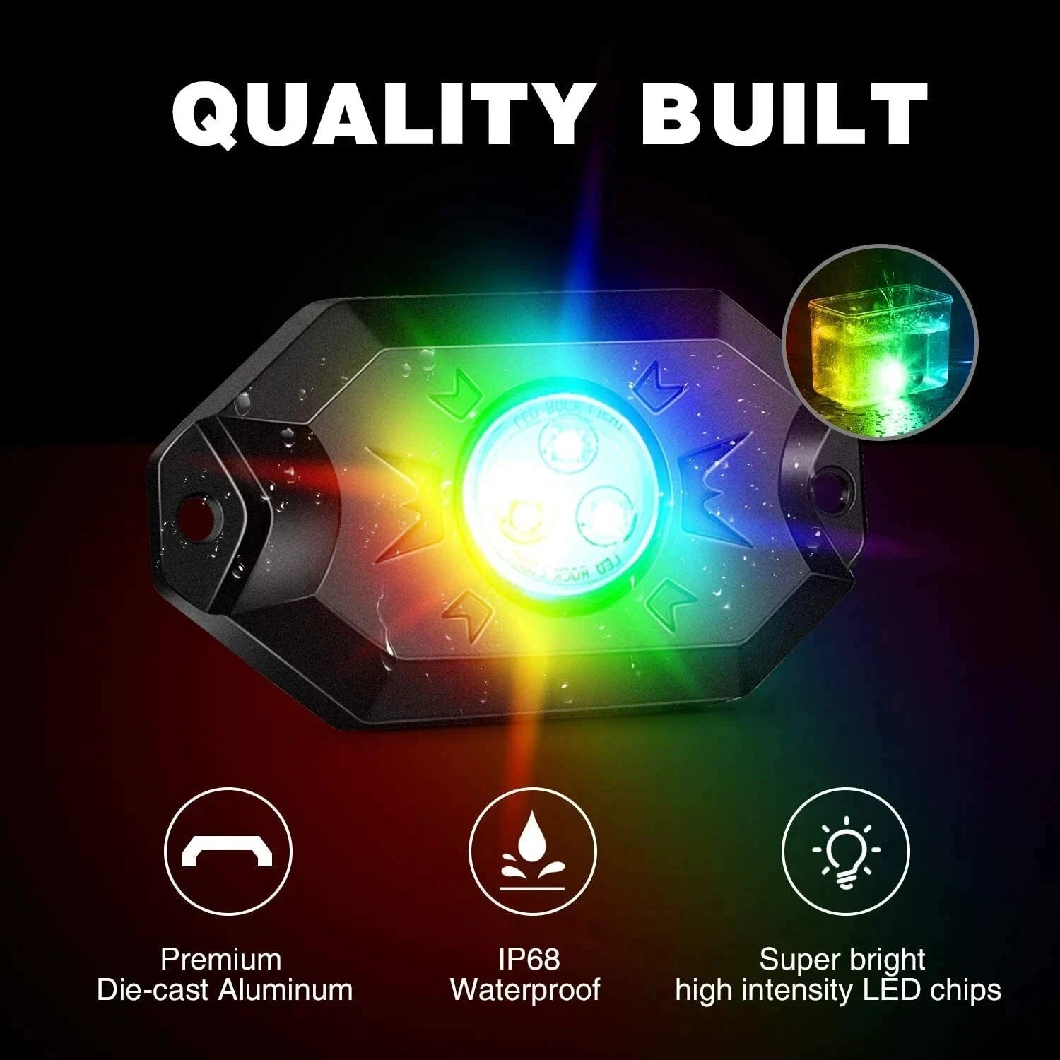 M.A.M Auto Parts Nilight 4 pods RGB LED Rock Lights Kit Underbody Lights w/ Remote for Truck ATV - Light Bars ATV/UTV ACCESSORIES